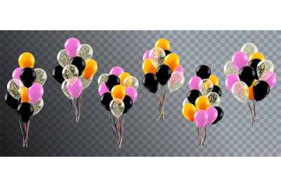 Realistic celebration balloons. Helium birthday party or wedding decor