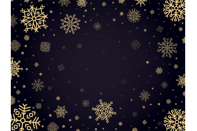 Snow frost backdrop. Snowflakes winter frame, xmas holiday snowed fros