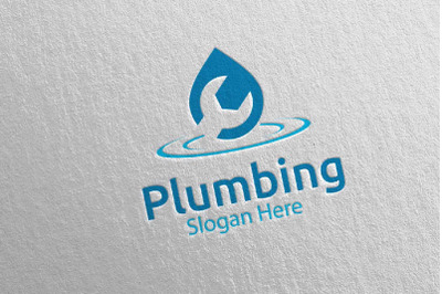 Plumbing Logo with Water and Fix Home Concept 26