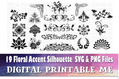 Floral Accent svg, silhouette bundle, 19, corner, divider, flower, lau