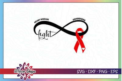 Heart disease awareness svg, red ribbon svg, awareness svg