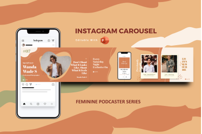 Feminine podcaster instagram carousel powerpoint template