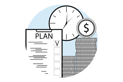 Plan time and money line art