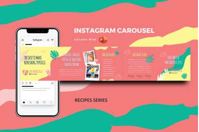 Cocktail ice recipes tips instagram carousel powerpoint template