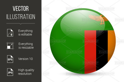 &quot;Round glossy icon of Zambia&quot;