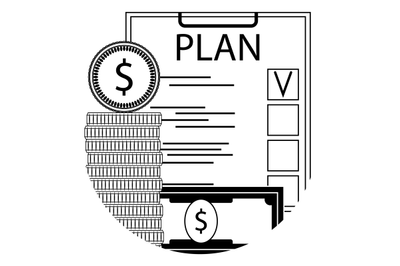 Finance plan checklist line icon