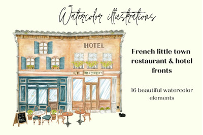 Watercolor French Restaurant Illustrations