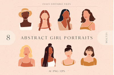 8 Vector Abstract Woman Portraits
