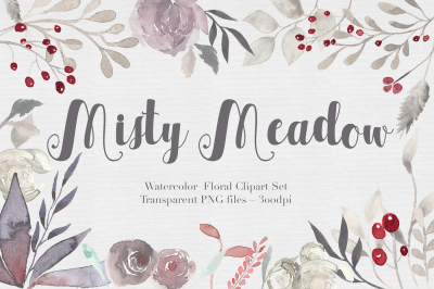 Misty Meadow Floral Clipart Set