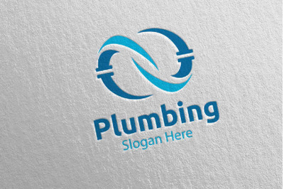 Infinity Plumbing Logo with Water and Fix Home Concept 27