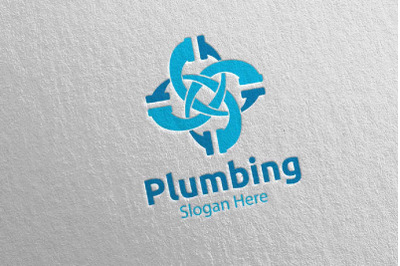 Infinity Plumbing Logo with Water and Fix Home Concept 28