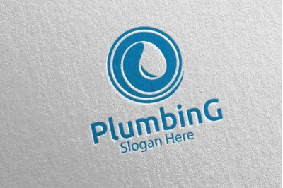 Eco Plumbing Logo with Water and Fix Home Concept 32