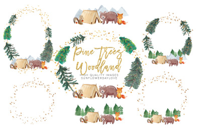 Adventure Forest clipart,  Wood Rustic Boy Pine trees