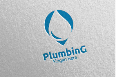 Pin Plumbing Logo with Water and Fix Home Concept 33