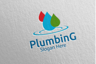 Plumbing Logo with Water and Fix Home Concept 35