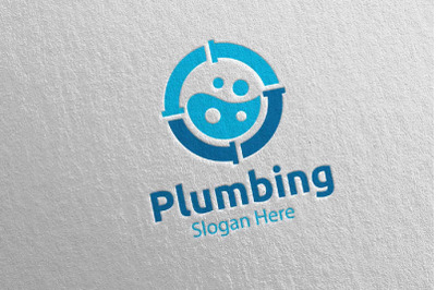 Plumbing Logo with Water and Fix Home Concept 38