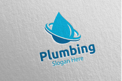 Plumbing Logo with Water and Fix Home Concept 39