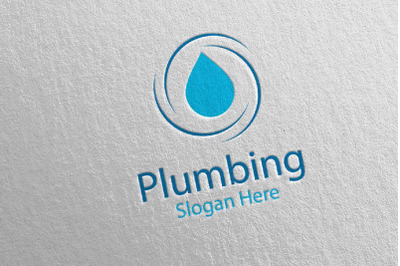 Plumbing Logo with Water and Fix Home Concept 41