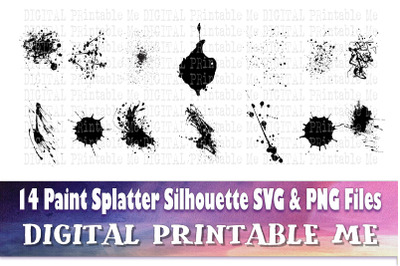 Paint Splatter Silhouette, SVG bundle, PNG, Clip Art Pack , 11 Images,