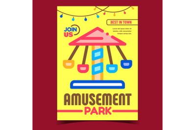 Amusement Park Creative Advertising Banner Vector