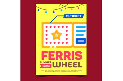 Ferris Wheel Ticket Advertising Poster Vector