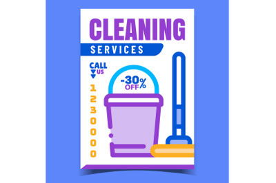 Cleaning Service Creative Advertise Banner Vector