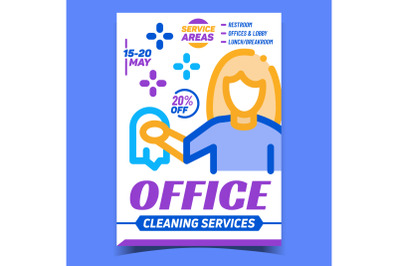 Office Cleaning Service Advertising Poster Vector