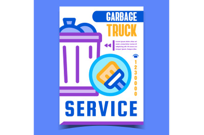 Garbage Truck Service Advertising Banner Vector