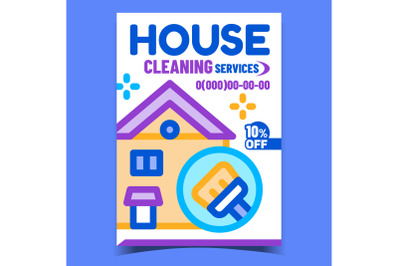 House Cleaning Service Advertising Poster Vector