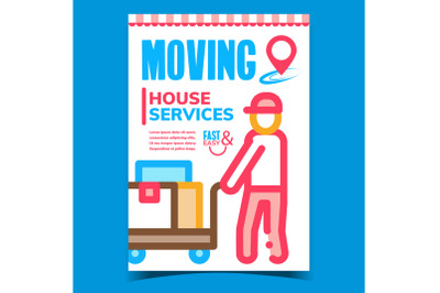 Moving House Services Advertising Poster Vector