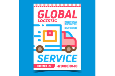 Global Logistic Service Advertising Banner Vector