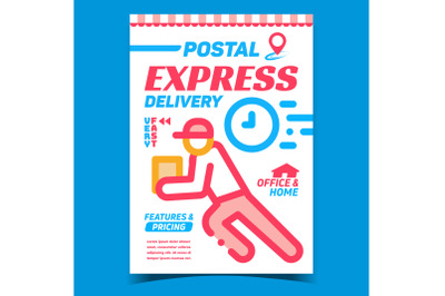 Postal Express Delivery Advertising Poster Vector