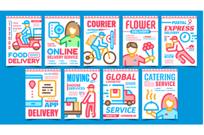 Delivery Service Advertising Posters Set Vector