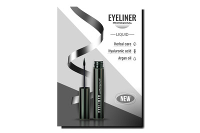 Eyeliner Waterproof Cosmetic Promo Banner Vector