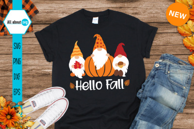 Hello Fall Gnomes Svg