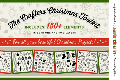 The Crafters Christmas Toolkit - 150+ Christmas Design Elements - SVG DXF EPS 