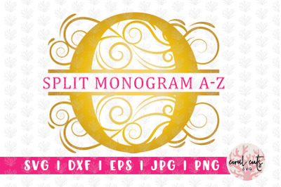 Decorative Swirl Split Monogram - Alphabets A to Z - EPS SVG DXF JPG P