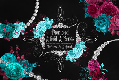 Diamond Floral Frames Clipart