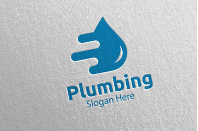 Fast Plumbing Logo with Water and Fix Home Concept 44