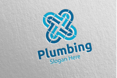 Infinity Plumbing Logo with Water and Fix Home Concept 49