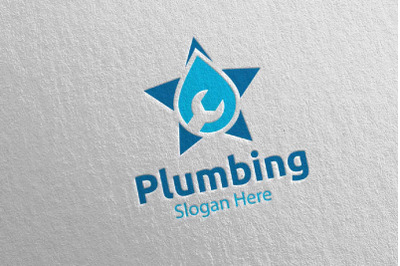 Star Plumbing Logo with Water and Fix Home Concept 52