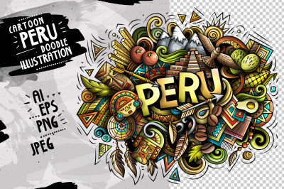 PERU Cartoon Doodle Illustration