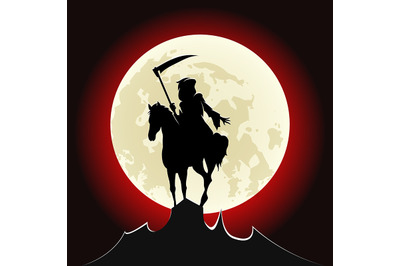 Grim Reaper Ride Horse Illustration