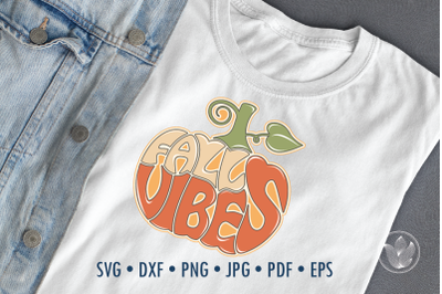 Fall vibes Pumpkin Word Art, Svg Dxf Eps Png Jpg, T-shirt Typography