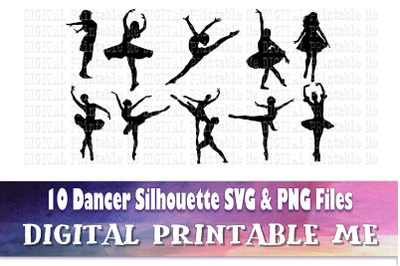 Dancer svg, ballerina silhouette bundle, PNG, clip art, 10 Digital, cu