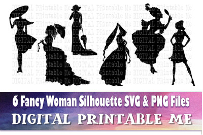 Woman svg, female, fancy lady, girl, silhouette bundle, PNG, clip art,