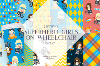 Superhero girls on wheelchair