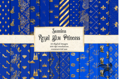 Royal Blue and Gold Leopard Digital Paper