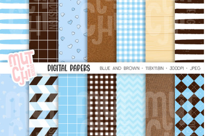 Blue and Brown Digital Paper Set