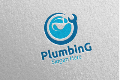 Plumbing Logo with Water and Fix Home Concept 55